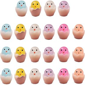 Ximimark 30pcs مضيئة لطيف من قذيفة البيض كتكوت تلعب منزل البيض البيض راتنجات راتنجات السيارة ديكور المجوهرات ديي إكسسوارات الأطفال مفاجأة هدية
