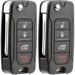 KeylessOption Keyless Entry Remote Control Car Flip Key Blade Fob Uncut Blank Chip Transponder Replacement (Pack of 2)