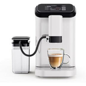 Milpoog ES320 Fully Automatic Espresso Machine,Compact Automatic Espresso Machine with Grinder, Touch Screen, 4 Coffee Varieties for Home and Office,Black