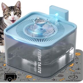 Rechargeable Cat Water Fountain - Pet Water Fountain with Motion Sensor,106oz/3L Automatic Cat Water Dispenser, Wireless Drinking Fountain for Cats Indoor, 1 Silicone Pad Included