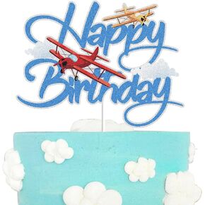 طائرة عيد ميلاد سعيد كعكة العاصفة أعلى الطائرات حفلة عيد ميلاد الطائرة طائرة السفر طيار موضوع الأطفال