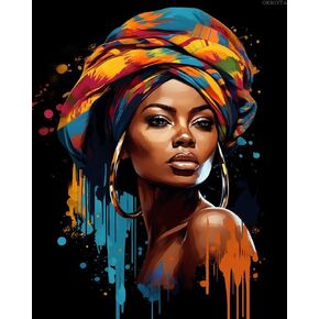 OKSgyta African American Paint بأرقام للبالغين ، واللوحة الزيتية الأكريليك بأرقام أرقام للمبتدئين مع فرش الفنون الحرف Canvas للديكور المنزلي 16x20 بوصة / 40x50 سم