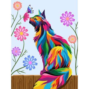 Yiyue Paint حسب الرقم للمبتدئين للمبتدئين ، مجموعات الطلاء DIY Gift Canvas للبنين والبنات ، طقم الطلاء بالزيت القط ، DIY Paint Paint Paint Forms Home Home Wall 16x20inch ، No.3