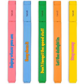 ban.do Write On Highlighter Set of 5 Pack Colored Highlighters Assorted Ink Colors, Quotes