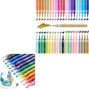 Ohuhu 40 Colors Acrylic Paint Pens & 12 Glitter Markers