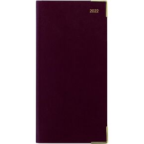Letts of London Classic 2025 Weekly/Monthly Appointment Book and Planner, 12 Months, January to December, Gold Corners, Horizontal, Slim Size, 6.625" x 3.25", English, Burgundy (C32SBY-25)