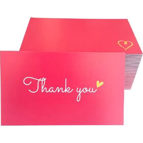 RXBC2011 100 Little Thank You Cards Gold Heart Design Bulk Thank you Notes for All Occasions 3.5 x 2 Inch Rose pink