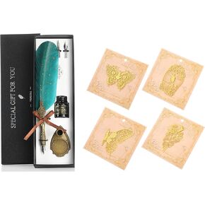 مجموعة مرجعية مرجعية من Vangoal Green Feather Pen و Tassel