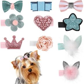 10 Pcs Dog Hair Clips Small Dog Hair Bows Cute Bow Flower Crown Hairpin Head Flower Hair Pins Pet Headdress Grooming Bowknot for Puppies Kitten