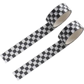 2pcs الشريط الأسود والأبيض المتقلب ، شريط لوحة المشي لحرف DIY ، زخارف الحفلات الحرف ، الشريط المتقلب القابل للدموع ، شعار سيارة منقو
