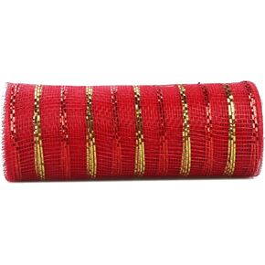 YYCRAFT 10 Yards 10 Inch Poly Mesh Ribbon Rolls Deluxe Wide Foil,Red/Lime