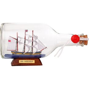 Model Ship in a Bottle Glass Ornament Table top Nautical Ornament for Home Sailboat Decor Endeavour British Tallship