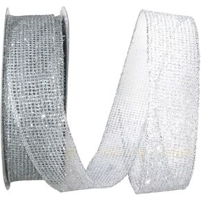 Reliant Ribbon Glitter Web Mesh Metallic Wired Edge Ribbon, 2-1/2 Inch X 20 Yards, Gold