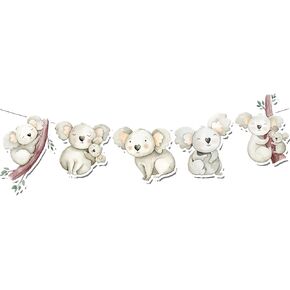 Koala Animals Birthday Banner Cute Koala Eucalyptus Party Supplies Baby Shower| Birthday Decorations for Australian Animals, Green