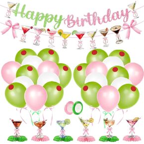Martini Birthday Party Decorations - Martini Birthday Banner Martini Bar Centerpiece Tini Bar Balloons Martini Themed Party Supplies