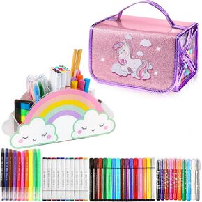MeCids Pencil Holder for Kids Rainbow Desk Organizer & Marker Set School Supplies Art Supplies Set