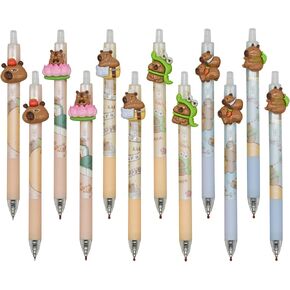 Maydahui 24 PCS Capybara Rollerball Gel Pens Cartoon Animal Pen Altractable Pens Pent Pen Black Ink for School Party Office