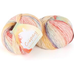 خيوط Coopay للحياكة الكروشيه ، خيوط كعكة التدرج ، 2 × 3.53oz - 240yds - 50 ٪ من القطن 50 ٪ من خيوط Ombre أكريليك ، خيوط الكروشيه للبطانيات ، شالات ، الأوشحة (102 قوس قزح)