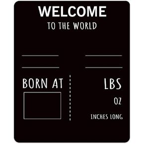 Canopy Street Baby Announcement Chalkboard Sign. “Welcome to The World" Photo Prop Board, Black w/White Print and Round Corners - 12" x 10" Rectangle