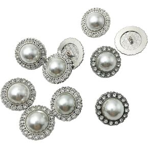 10pcs Rhinestone Pearl Buttons,1 inch Size Metal Embellishments Button for Sewing Clothing Decoration Coats Accessories Q3189