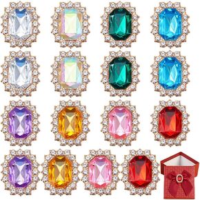 arricraft 64 pcs 8 ألوان زخارف الراين الفاخرة ، أزرار أحجار الراين المسطحة اللامعة ذات الأوجه المسطحة.