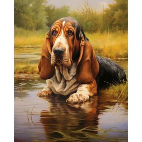 Zuvrdiai Pet Dog Paint بأرقام للبالغين ، والكلب الحيوانية ، و Hound Basset ، والطلاء حسب القماش ، و Diy Dog Painting for Gift Home Wall Decor