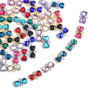 stino Decorative Rhinestone Bow Charms, 40 Pieces, Gold & Silver, 16.5mm x 13.7mm, Heart Design for Jewelry Making
