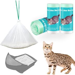 75 Pack Cat Strater Box Box Facs متوافقة مع روبوت صندوق القمامة 4 و 3 صندوق القمامة التلقائي للقطط ، وبطانات سميك من أدراج القمامة ذات الصبغة ذاتية ، وأكياس القمامة من 9 إلى 11 جالون