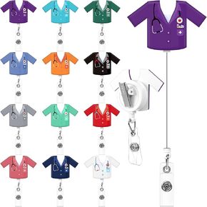 Clabby 12 Pcs Nurses Week Gifts Bulk Nurse Badge Reels Retractable with Clip Funny Nursing Badge Holders ID Name Scrub Life Tag Holder for Medical Teacher Appreciation Student Graduation Gift Favors