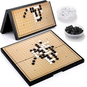 مجموعة لعبة Yarlung Go ، أحجار Go Magnetic مع لوحة ألعاب 19x19 قابلة للطي 14.6 بوصة ، لعبة Wei Qi Tabletop Strateg