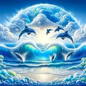 VCLKDIY Dolphin Seascape Diamond Art Kits للبالغين ، مجموعات الطلاء الماس 5D للمبتدئين البالغين ، DIY كامل الحفر الماس DIAMOND PANE GEM مجموعات الفن للبالغين ، ديكور الجدار المنزلي 13.8x13.8 بوصة