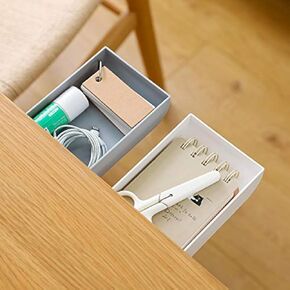 Under Table Drawer, Hidden Self-Adhesive Pencil Tray Drawer,Under Desk Holder Storage Box, Stationery Pencil Storage Drawer Organizer for Office/School/Kitchen (1 Pack White)