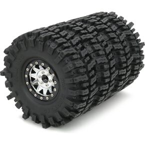 Hobbysoul Soft Sticky Mud Slingers 1.9 إطارات الزاحف 120 ملم والمعادن الثقيلة 1.9 عجلات Beadlock Silver Black Rims ، 1.9 عجلات وإطارات Beadlock لـ 1/10 RC Crawler Traxxas TRX4 AXIAL SCX10 ، (4 عبوات)