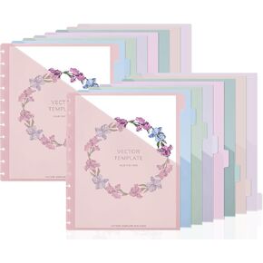 16 PCS Discbound Pocket Pisterers 8.5 × 11 مقسمات مع علامات تبويب وجيوب الجيب المجلدات الجيب حجم الحرف حجم Discbound Binder Divider Discister Discer Suplies لمكتب كلية الأعمال (الباستيل)