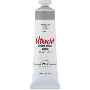 Utrecht Artists' Acrylic Paint - Medium Gray, 2 oz tube