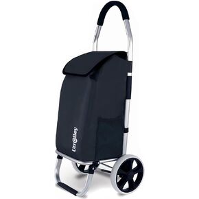 Ultra Lightweight Foldable Shopping Cart for Groceries, Large 40L Capacity Groceries Cart on Soft Rolling Wheels, Removable Bag, Multi-Use Personal Hand Truck, Black