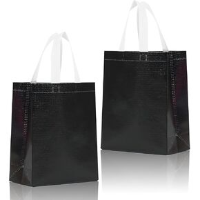 16 Pcs Metallic Bling Small Gift Bags Bulk with Cardboard Bases, Glossy Gold Reusable Party Favor Bags for Birthday, Wedding, Christmas, Parties- 10.2x3.9x8.3 In