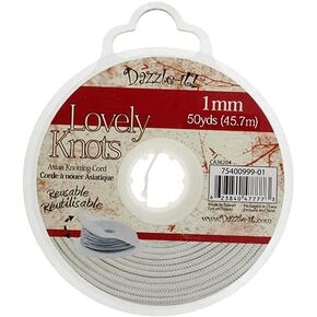 Dazzle-It! Lovely Knots - Asian Knotting Cord 1mm Thick - White (50 Yards On Bobbin)