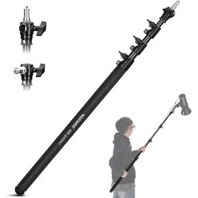 NEEWER 7.5ft/230cm Boom Pole Stand, Portable Telescopic Aluminum Handheld Light Stand with 1/4" 3/8" 5/8" Screw/Flip Lock/Shoulder Strap for Strobe Light Flash Microphone, Max. Load 11LB/5KG, MS-230C