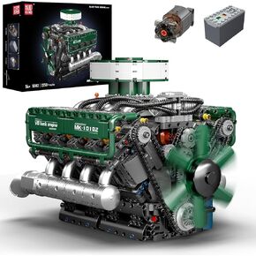 Mould King 10182 V8 Engine Model Kit - Build Your Own V8 Tank Engine Building Block with Battery Box, DIY Collectable 8-Cylinder Combustion Engine Model Toys for Kids/Adult 14+Years (2250+PCS)