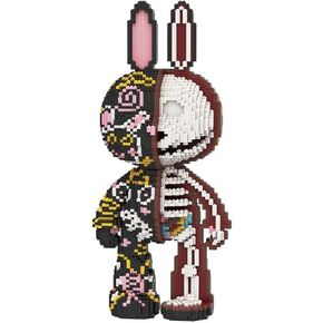 DAHONPA Animal Rabbit Half Graffiti Half Skeleton Micro Building Blocks Set（8000PCS）, Creative Home & Office Decor, Gift for Adults and Kids