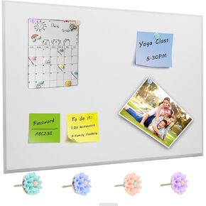 Bulletin Board 16.5 × 12.6 بوصة ، لوحة إعلانات ذاتية اللصق ، لوحة المكاتب للورود مع دبابيس الدفع 4pcs ، اللوحة البيضاء لملاحظات لصق ، صور