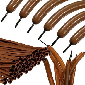 Skylety 100 Pieces Twisting Balloons Long Balloons DIY Latex Modelling for Birthday Wedding Engagement Anniversary Festival Party Decoration(Coffee)