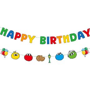 Street Birthday Banner- Red Green Street Happy Birthday Banner, Street Birthday Decorations for Boys, Cartoon Themed Happy Birthday Sign for Boys 1st 2nd 3rd Party Baby Shower