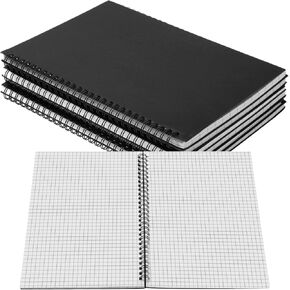 6 Pack Graph Paper Spiral Notebooks 7.3" x 10" Grid Notebooks B5160 Pages 4 Squares Per Inch Graphing Paper Quad Ruled for Engineering Square Paper Work School