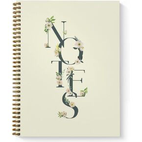 Softcover Floral Notes 8.5 "× 11" دفتر/مجلة حلزونية جميلة ، 120 صفحات جامعية محكم ، غطاء متين لامع ، حلامة سلكية الذهب. صنع في الولايات المتحدة