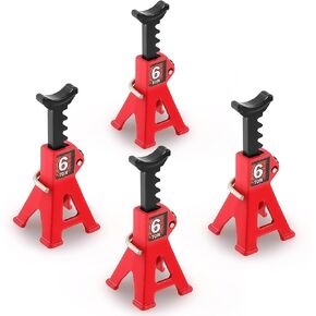 4pcs 1/24 RC Scale Metal Mini Toy Jack Stands for Simulation Compatible with 1/18 and 1/24 RC Crawler Cars SCX24, AX24, TRX4M, FCX24 (Red)