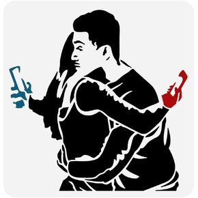 FINGERINSPIRE Mobile Lovers Stencil 11.8x11.8 inch DIY Crafts Painting Template Banksy Theme