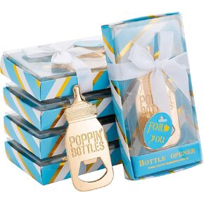 24 Pieces Baby Bottle Openers Shower Favoris, Gifts, Decorations, or Souvenir Guest Gift Boxes, Poppin Design for Baby Boys or Girls (24 Pack Green)