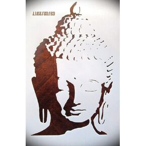 Buddha Logo Stencil Reusable 10 mm Mylar Laser Cut Stencil Arts and Crafts Material Scrapbooking for Airbrush Painting Drawing